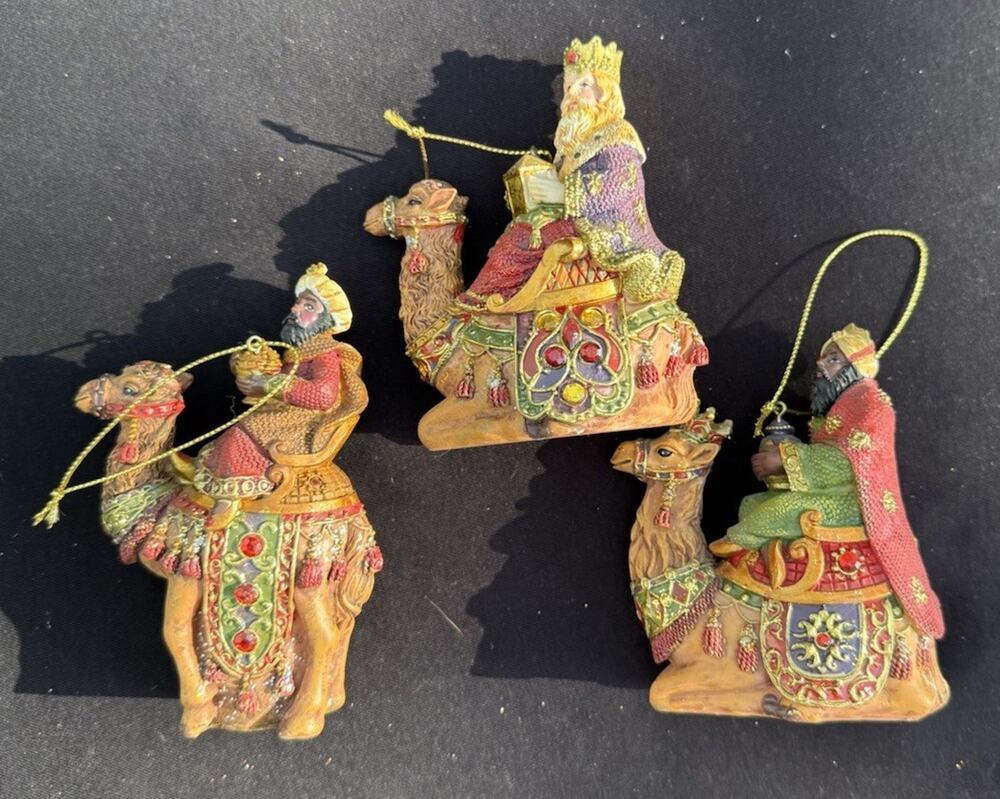 3 Vtg Bombay Company Nativity Wise Man Riding Camels Christmas Ornaments LO11/1